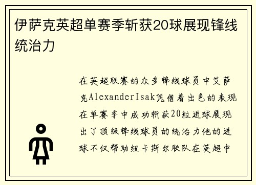 伊萨克英超单赛季斩获20球展现锋线统治力 伊萨克英超单赛季斩获20球展现锋线统治力